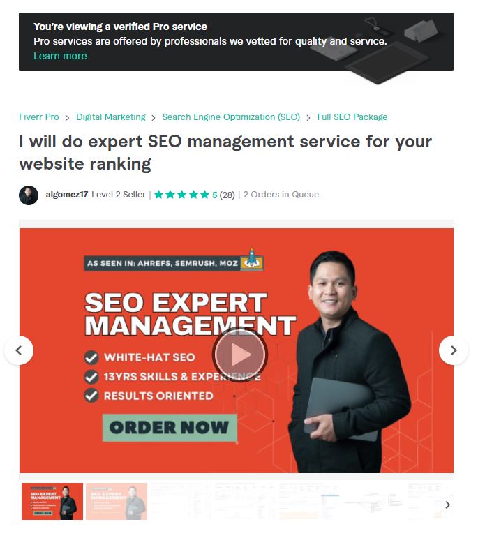 Image showing an ideal Fiverr SEO gig on Fiverr