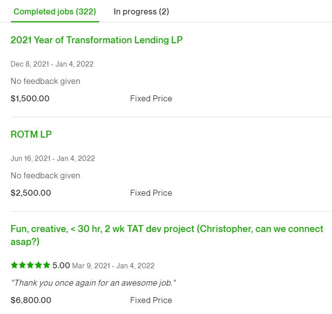 Image showing reviews on Upwork